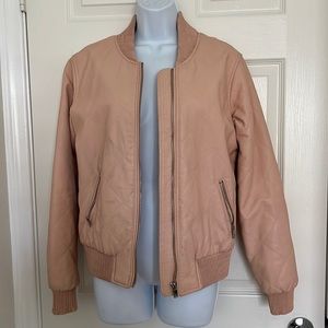 Cavalini Blush Vegan Leather Bomber Jacket